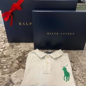 Ralph Lauren Vintage White Skinny Polo - Big pony - 3 on sleeve